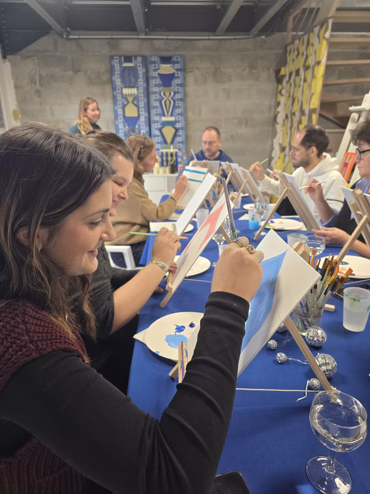 Atelier peinture dans l'atelier de l'artiste Charlotte Lemaire-Thimel