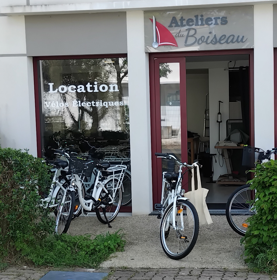 Vélos présentés devant l'entrée du magasin
