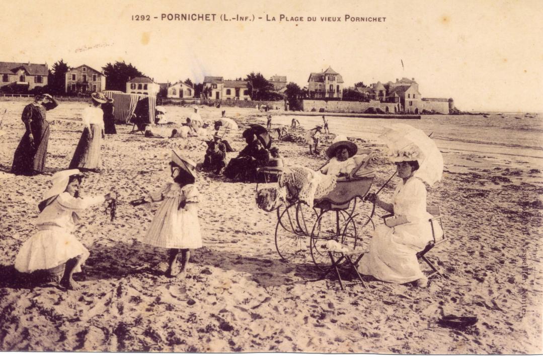 Pornichet_vue_ancienne_plage_famille_1900