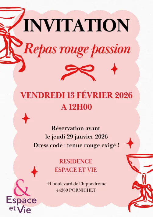 Repas rouge passion Résidence Espace & Vie