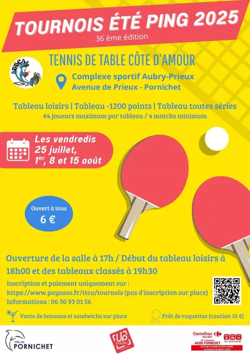 Tournois de tennis de table été 2025