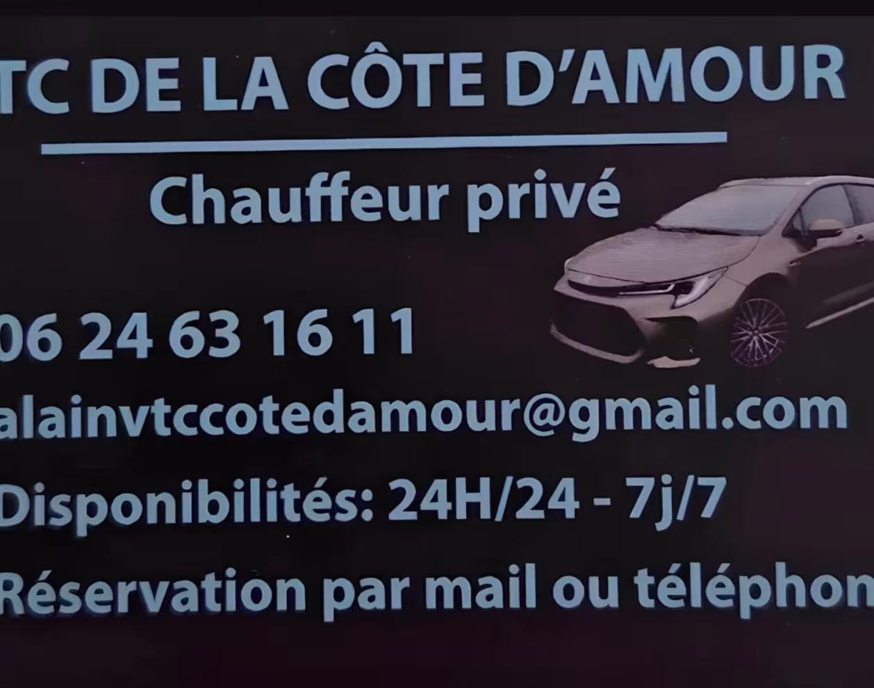Carte de visite avec contact VTC